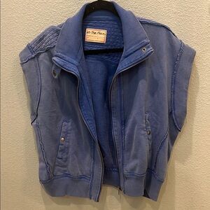 Free People We the Free Tolly Blue Sleeveless Vest Large NWT